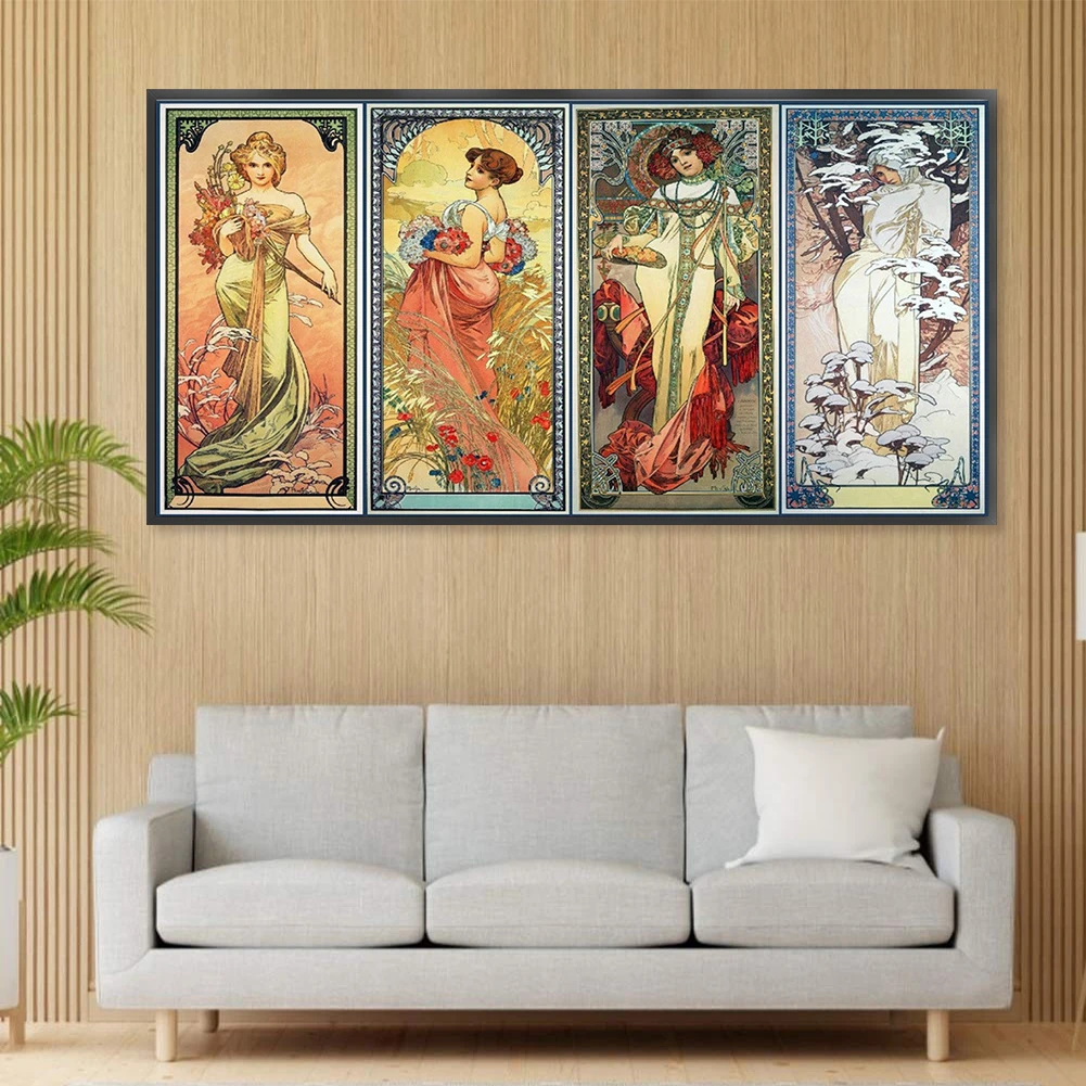 

Four Season Goddess Printed Cross Stitch Kit 90x50cm DIY 11CT Thread Art Work