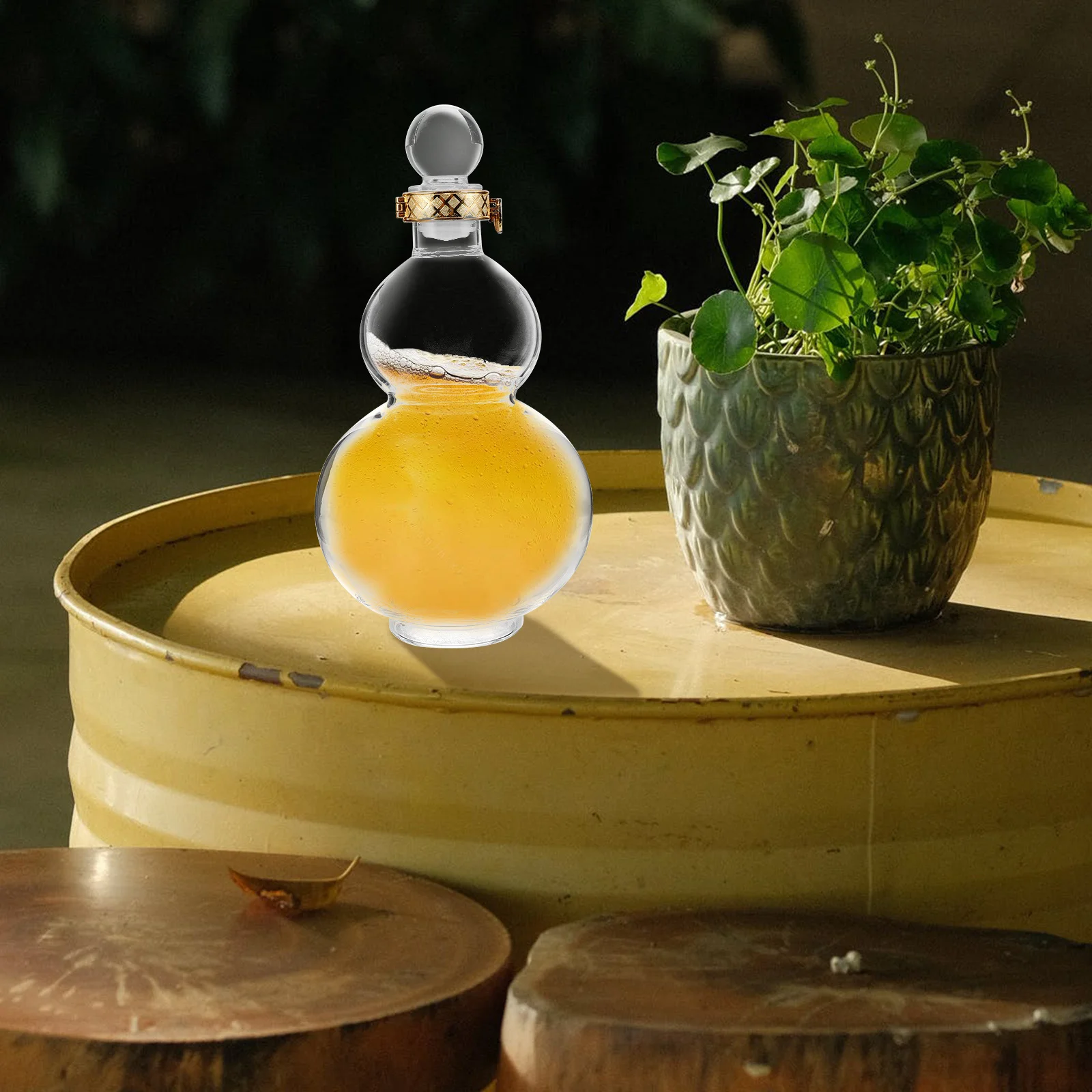 

Gourd Design Wine Jar Clear Glass Bottle Exquisite Workmanship Portable Storage Pot Glass Wine Bottle Clear Bottles