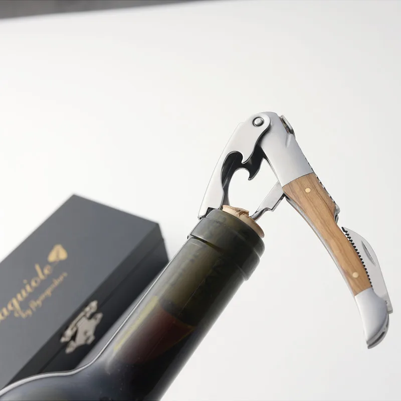 

Wood Handle Corkscrew Laguiole Style Wine Opener Knife Stainless Steel Sommelier Beer Can Bottle Openers Foil Cutter