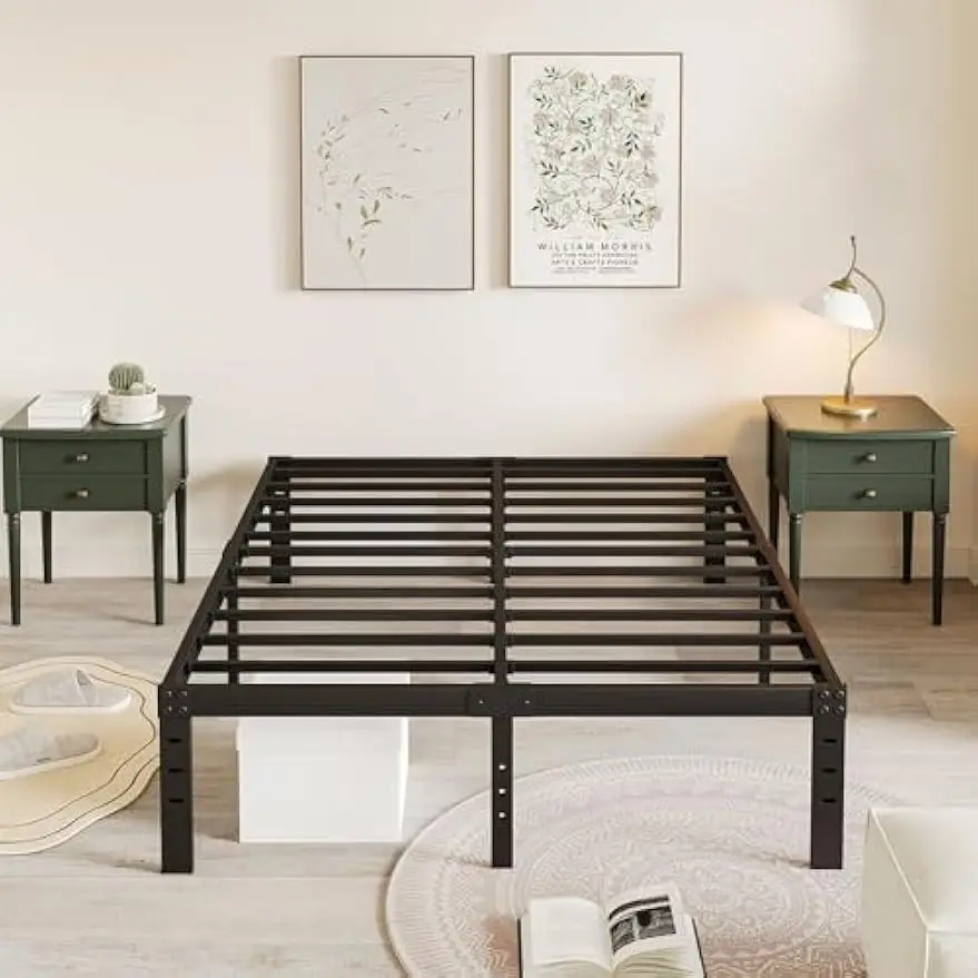 King Metal Platform Bed Frame, 12 Inch King-Size-Bed-Frames with Heavy Duty Steel Slats