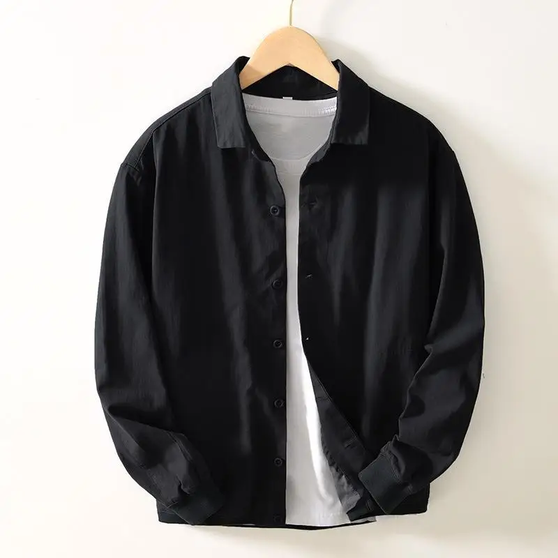 

Long Sve Sved irt Jaet ket Baseball Jersey Loose Fit Thiened Autumn Wear Daily Pure Color Men's Faion