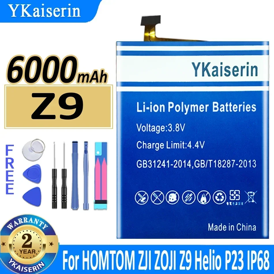 

Аккумулятор ykaisсеребрин Z 9 на 6000 мА · ч для телефона ZJI ZOJI Z9 Helio P23, водонепроницаемость IP68, большая емкость