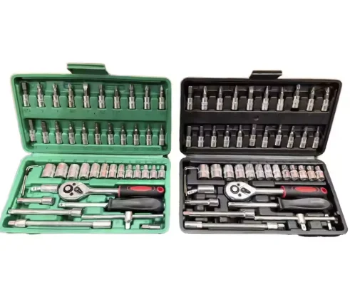 

46PCS Master Mechanic Tool Kit with 3/8" Ratchet, SAE/Metric Sockets, Torx/Hex Bits, Extension