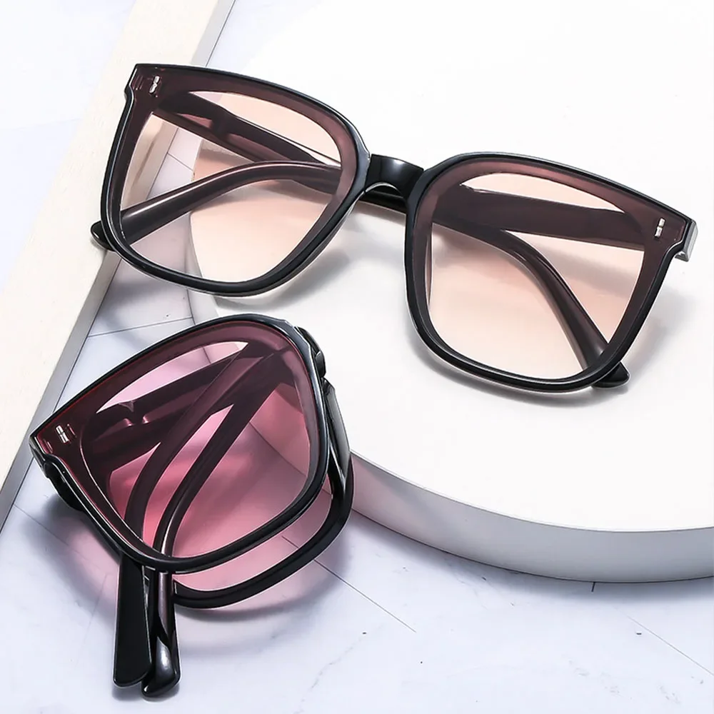 للطي مسحوق أحمر الخدود الترا ضوء النظارات الشمسية عالية الشعور النساء أزياء شعبية النظارات الشمسية النساء الرجال TR90 الصيف نظارات السفر