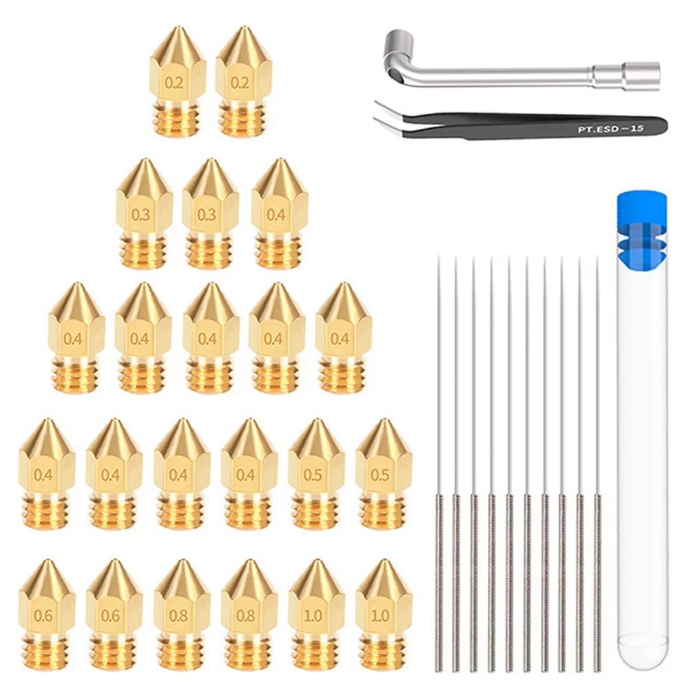 

34pcs/set MK8 Extruder Nozzles 3D Printer Nozzle Cleaning Kit Fit for Ender 3 / Cr-10 with Cleaning Tool Kit