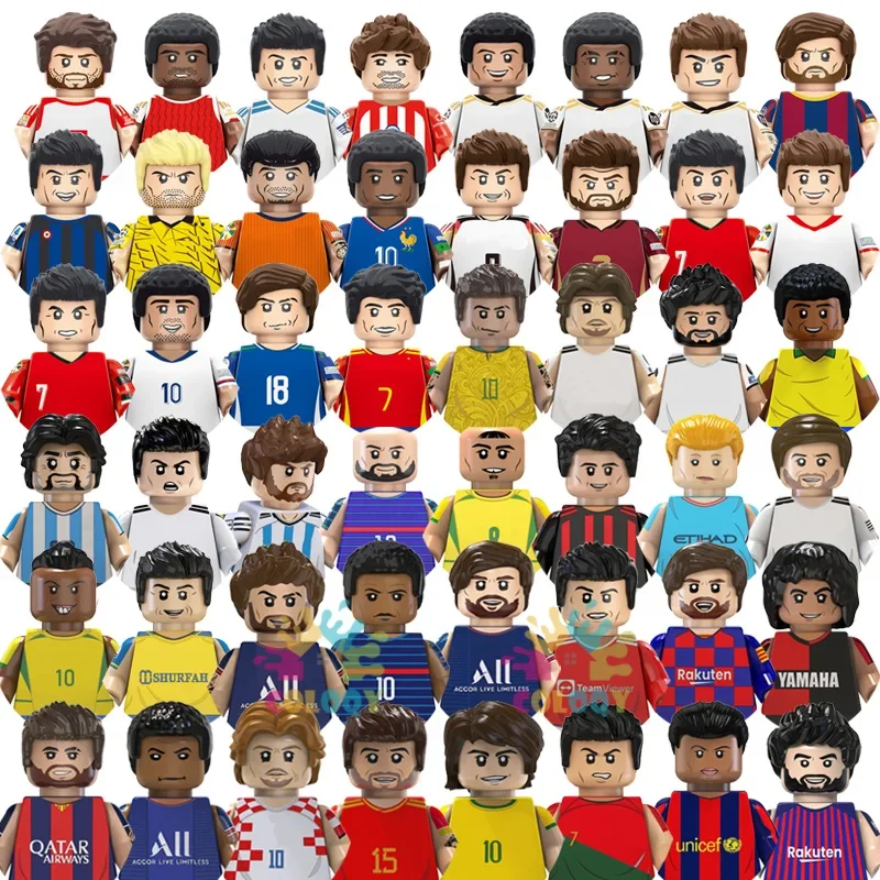 Kids Toys World Famous Football Stars Building Blocks Sport Player Mini Action Figures Golden Cup Toys For Boys Christmas Gifts