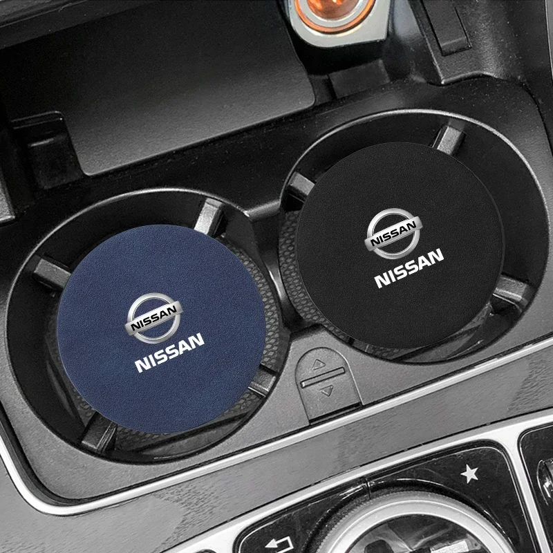 Car Leather Water Coaster Non-Slip Mat Car Bottle Holder Insert Pad For Nissan GTR X-trail Tiida Qashqai J10 J11 Leaf Kicks view 6