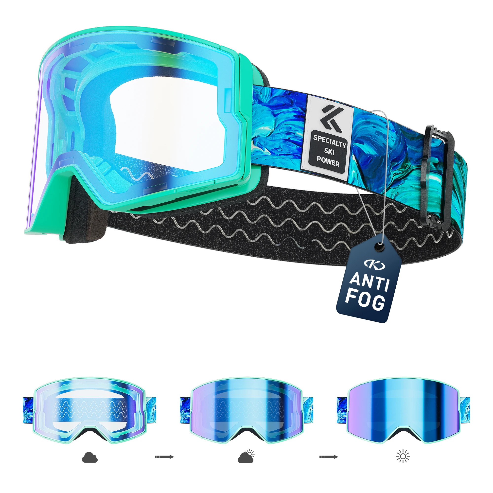 Kapvoe Meekleurende Sneeuwbril Ski Snowboard Anti-Fog Masker voor Mannen Vrouwen Brillen UV400 Bescherming Bril Sneeuwscooter Winter