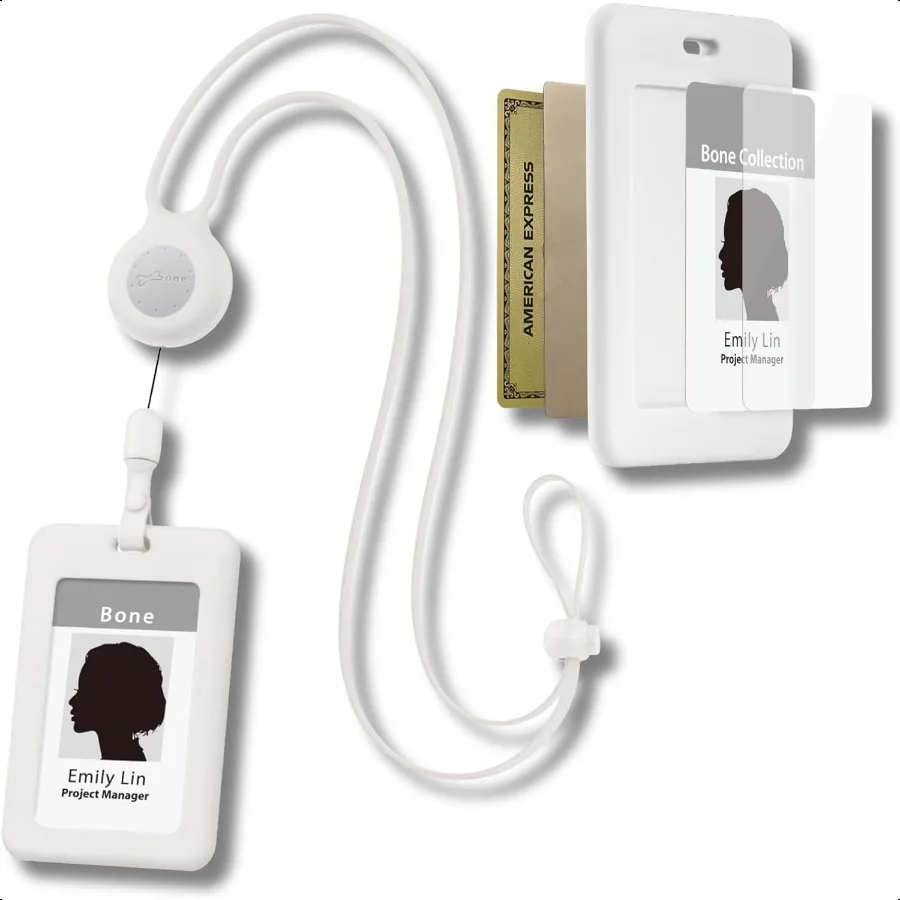 

Lanyard Retractable Badge Holder Vertical ID Card Case with Card Slot AntiSlip Design Large Storage Capacity Adjustable Silicon