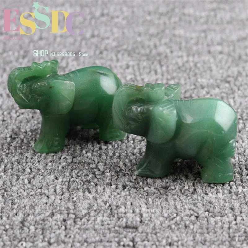 Pierre Semi-précieuse verte, Dongling, cristal, éléphant, Jade, sculpture de petits animaux, artisanat, ornement Souvenir Feng Shui