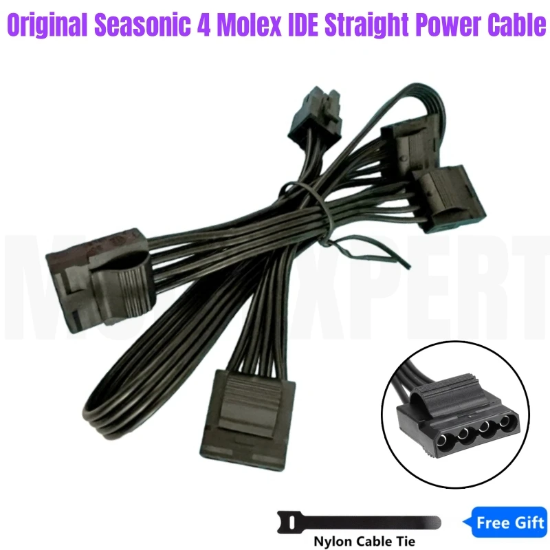 Original Seasonic 4 Molex IDE 4Pin Female Straight Modular Power Cable for Seasonic PRIME, FOCUS, CORE, M12II EVO, SnowSilent