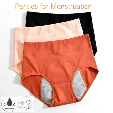 월경을위한 1PC 누출 방지 코튼 팬티 하이 웨이스트 Culotte 월경 팬티 Femme Culottes Menstruelle Bragas