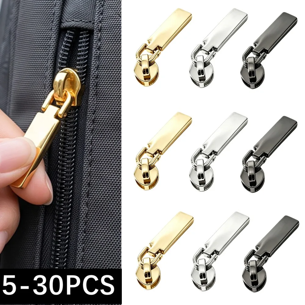 5/30Pcs 3# 5# Metal Nylon Zipper Sliders Zip Puller for Sewing Bags Suitcase Clothing Coat Zippers Head Repair Kit Accessory