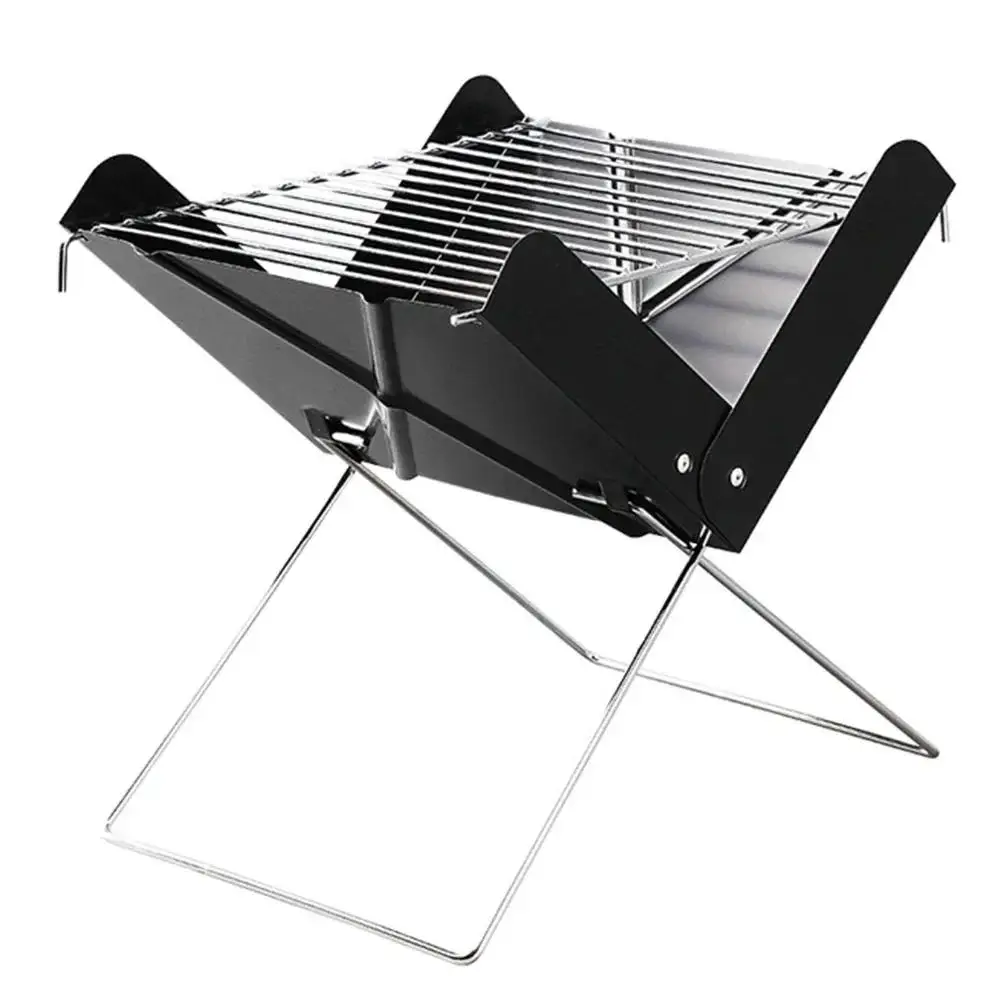 

Portable Charcoal Kebab Stove X-Shaped Foldable Charcoal Oven Metal Detachable for Outdoor Camping Picnic Travel