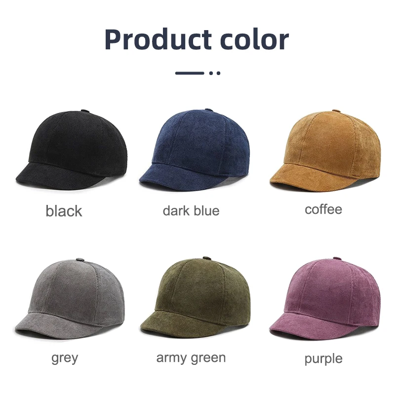 Fashion New Style Thick Fabric Custom Your Embroidered Logo Letters Men's Visor Short Brim Corduroy Baseball Caps Hats For Women