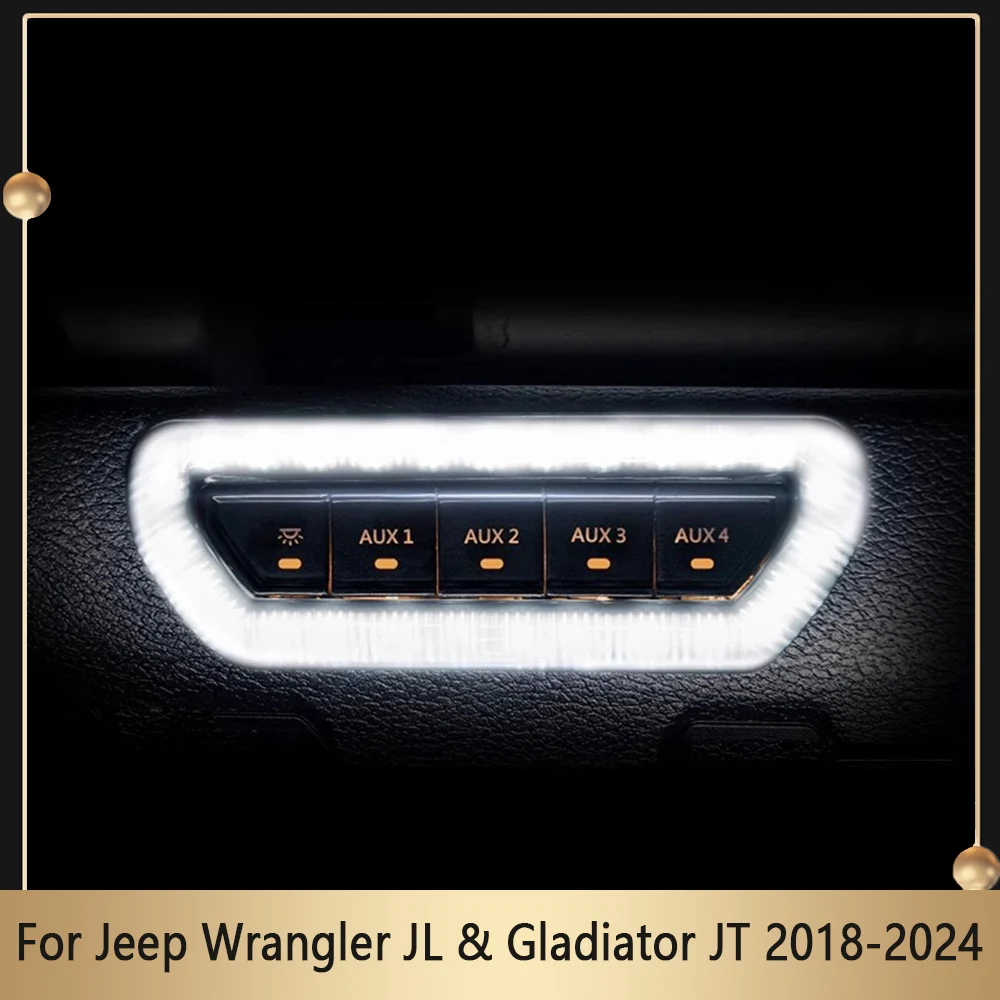 

Black ABS Auxiliary Switch Bank Kit Plug&Play With LED Lights AUX Interior Switch For Jeep Wrangler JL & Gladiator JT 2018-2024