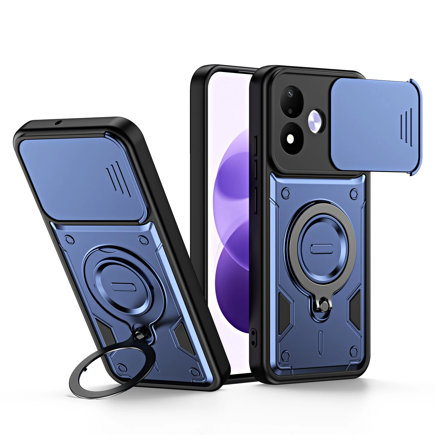 Robuste, stoßfeste Schutzhülle für Xiaomi Redmi Note 17 Pro Note17 5G mit Schiebe-Kameraschutz, Metallring-Ständer und Handyhülle
