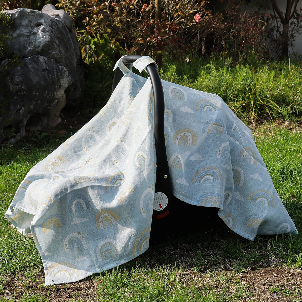 1 قطعة 90*114 سنتيمتر الخيزران القطن غطاء عربة أطفال ، غطاء مظلة مقعد السيارة ، غطاء سلة حمل عالمي للبنين والبنات