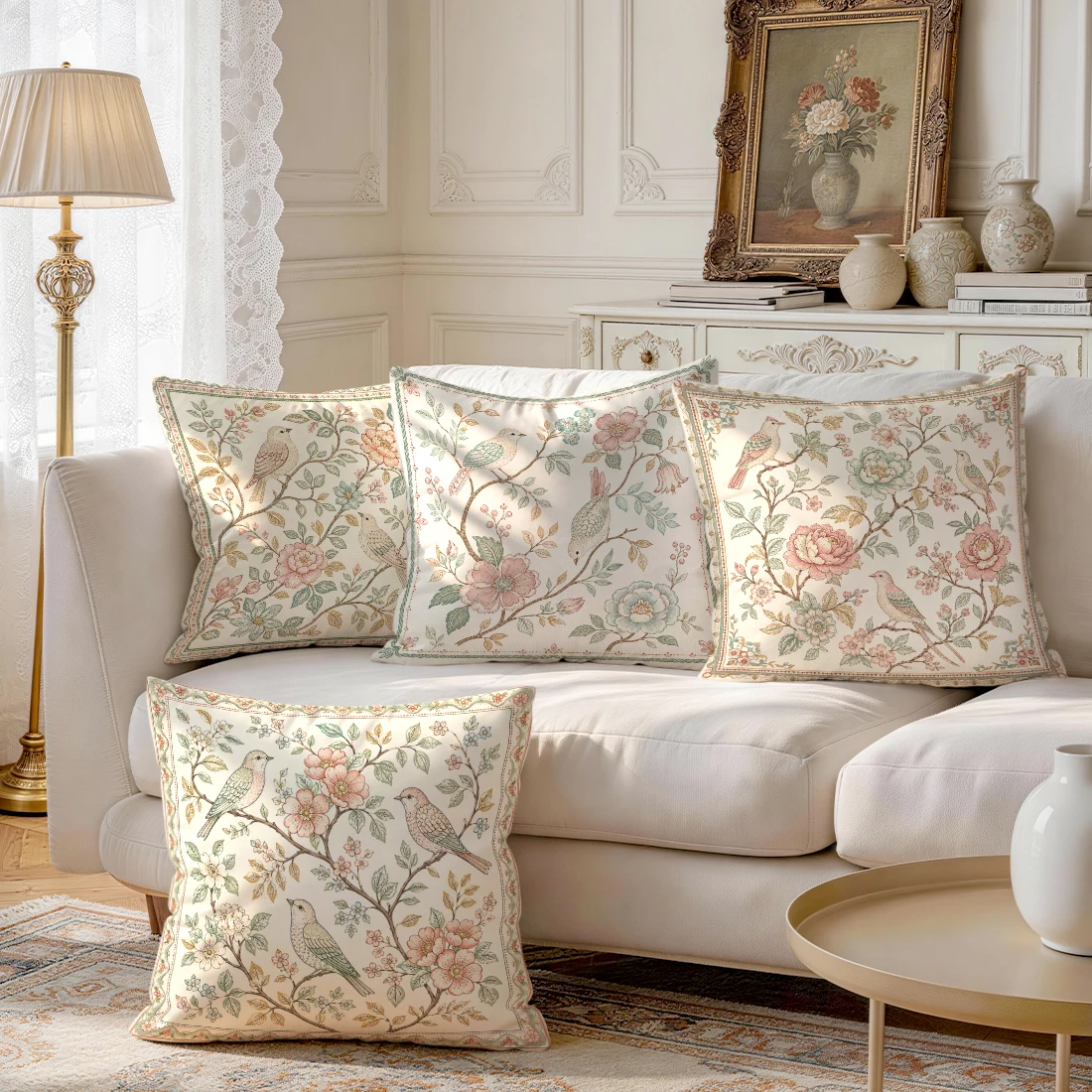 1/4pcs Retro Pastoral Flower Bird S Cushions Pillowcase Polyester Cushion Cover Throw Pillow Pillowcover Home Car Sofa Decor