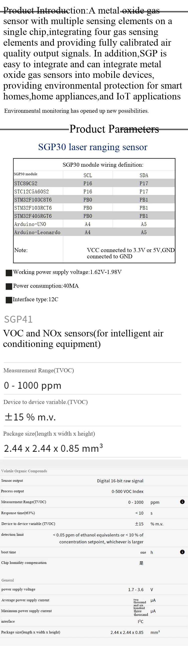SGP30 SGP41 Gassensoren zur Messung von TVOC/eCO2, Luftqualität, Formaldehyd und Kohlendioxid – Detail 3