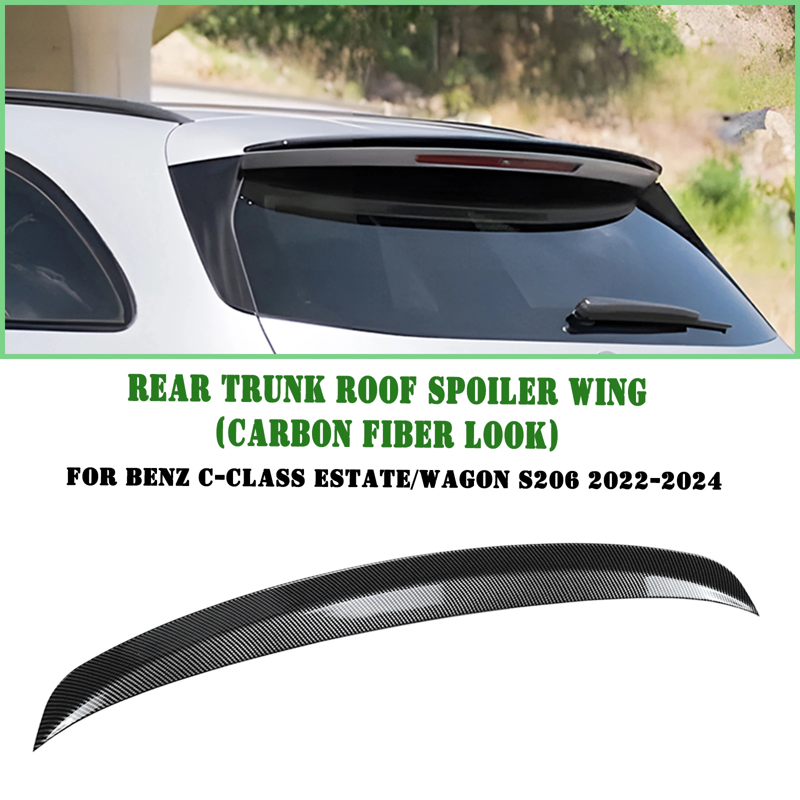 

Rear Roof Spoiler Wing For Mercedes Benz C Class Estate / Wagon S206 2022-2024 Carbon Fiber Look/Gloss Black Trunk Splitter Lip