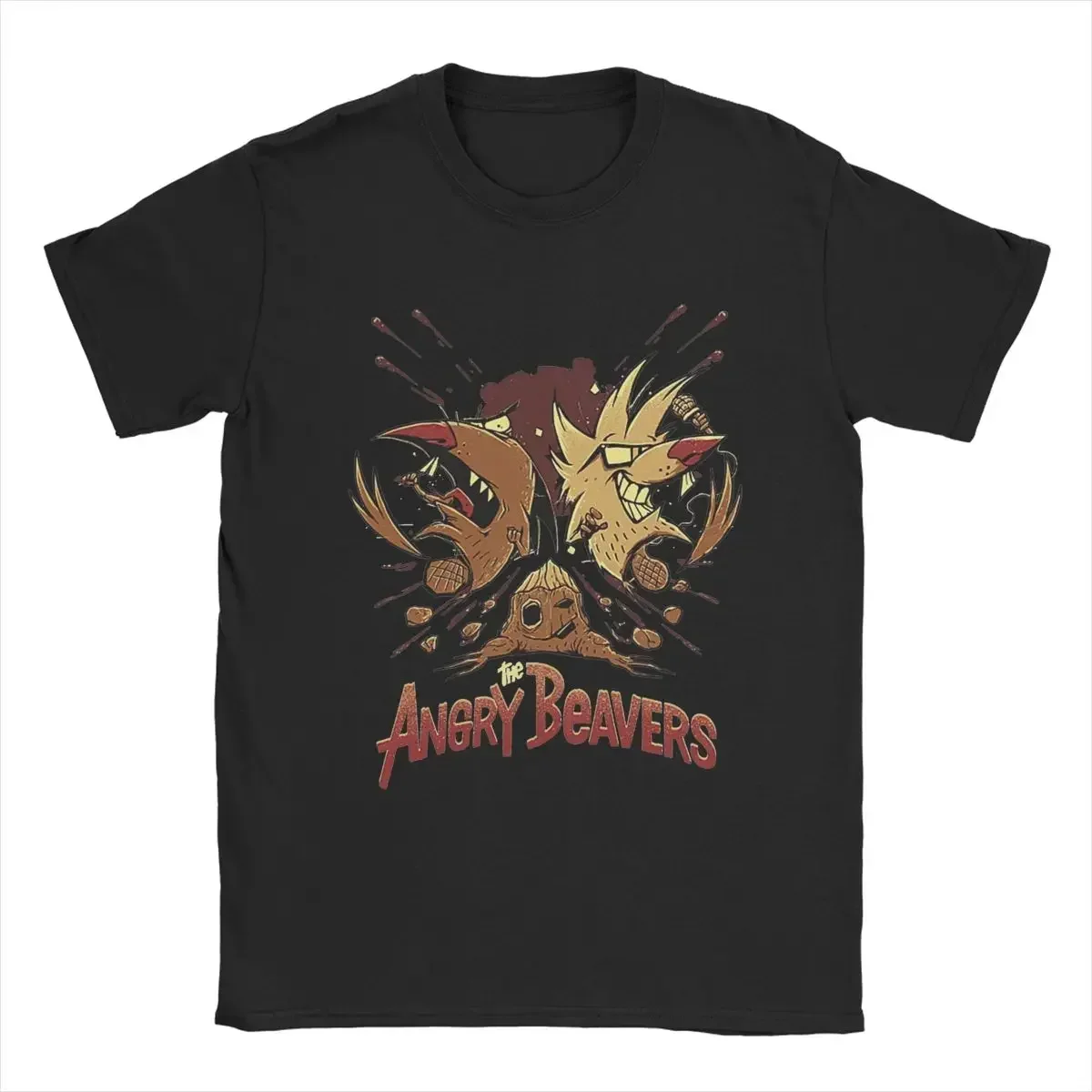 Round Collar Tops Summer Men's T-Shirts Angry Beavers Funny Cotton Tees Short Sleeve T Shirts harajuku men's t-shirts Round Neck