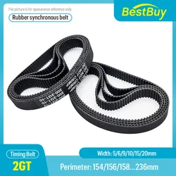 2GT Timing Belt Perimeter 154mm-236mm Width 5/6/9/10/15/20mm Rubber Closed GT2 Synchronous Belt Pitch 2mm for 3D Printer