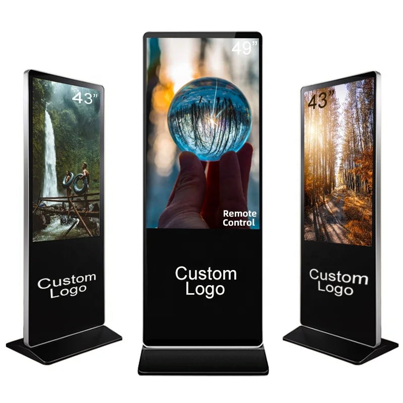 43 inch Standing ultra slim vertical indoor advertising kiosk non-touch HD video lcd screen totem digital signage and display