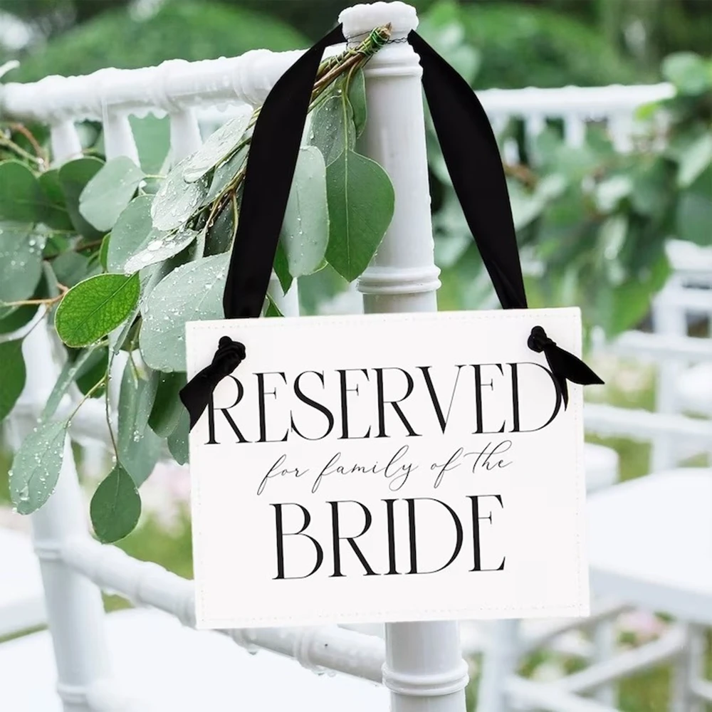 Reserved Chair Signs for Family of Bride and Groom, Wedding Banners, Set of 2 Banners, 3056