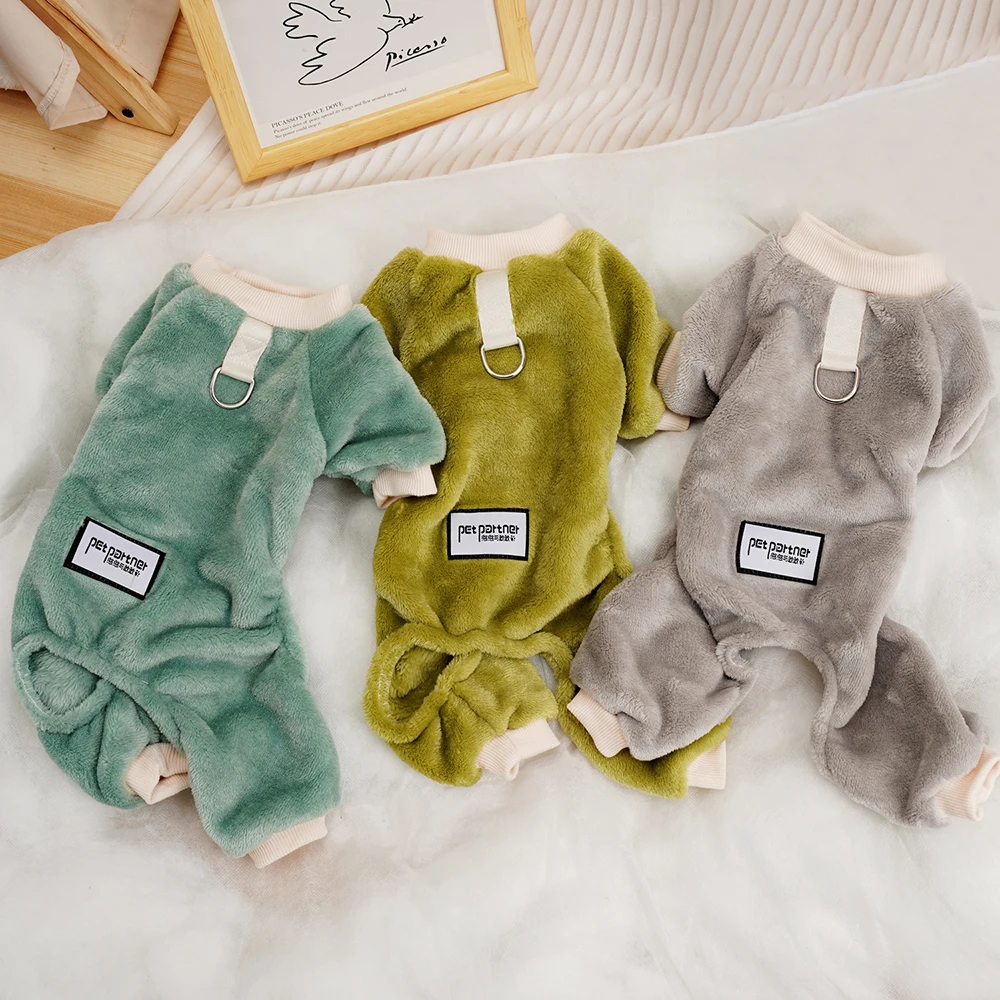 Thermal Flannel Dog Pajamas Onesie Winter Puppy Jumpsuit Cold Weather Pet Clothes Warm Clothing for Small Dogs