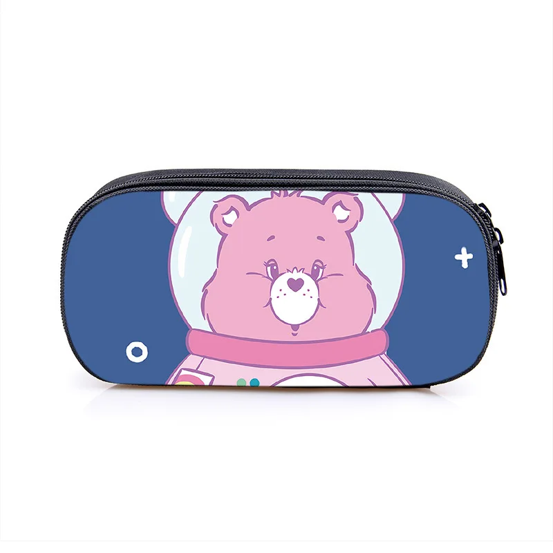 Miniso Rainbow Bear Cartoon Pen Bag Girl Anime Cute Bear Print singolo strato astuccio per matite di grande capacità cura borsa per il trucco