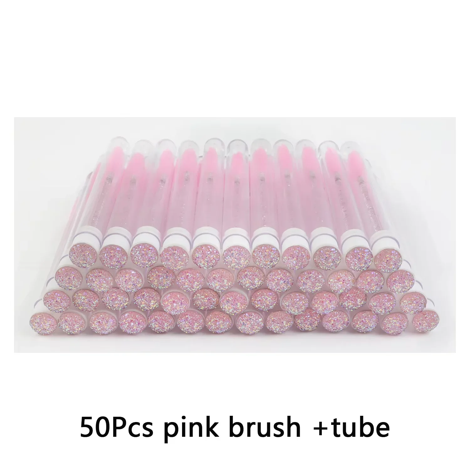 TDANCE 50 stuks wegwerp wimperborstels met diamant herbruikbare wenkbrauwborstelbuis vervangbaar stofdicht handig dragen make-up