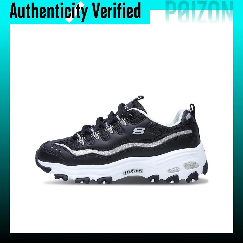 Skechers D'Lites D'LITES Now & Then Y2K Vintage Running Shoes Mesh, Artificial Leather Casual Cushioning Low top 11923-BKSL