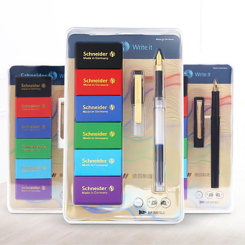 German Imported Schneider Fountain Pen BK406 Transparent Pen Barrel 0.35mm Color Ink Sac Set Students Calligraphy Pen