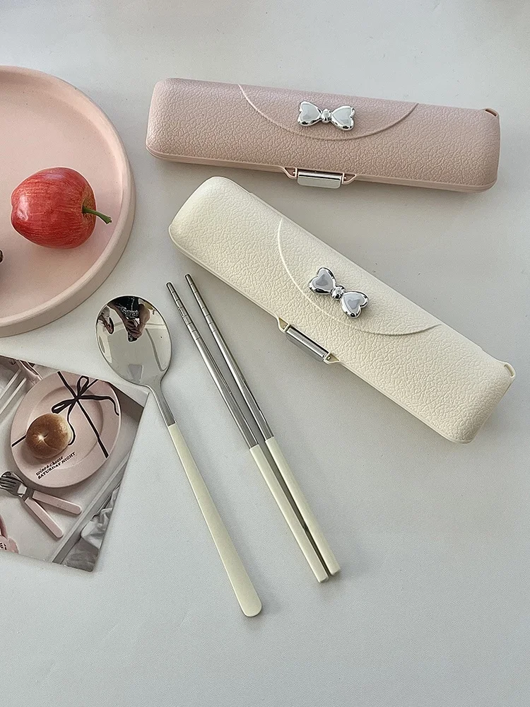 Palillos y Cuchara de o Inoxidable 304 de Alta Estética, Utensilios de Comedor Portátiles, Paquete Individual para Trabaj...