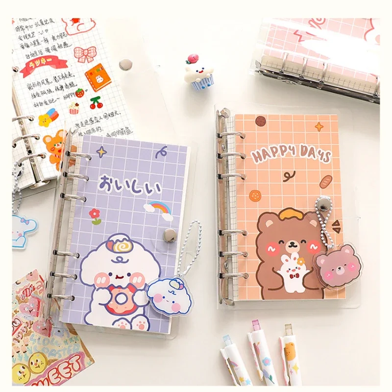 100sheet Cute Notebook Lovely Cartoon Bear Rabbit Puppy Cat Loose Lead Notepad Kawaii Scrapbooking Journal Student Supplies