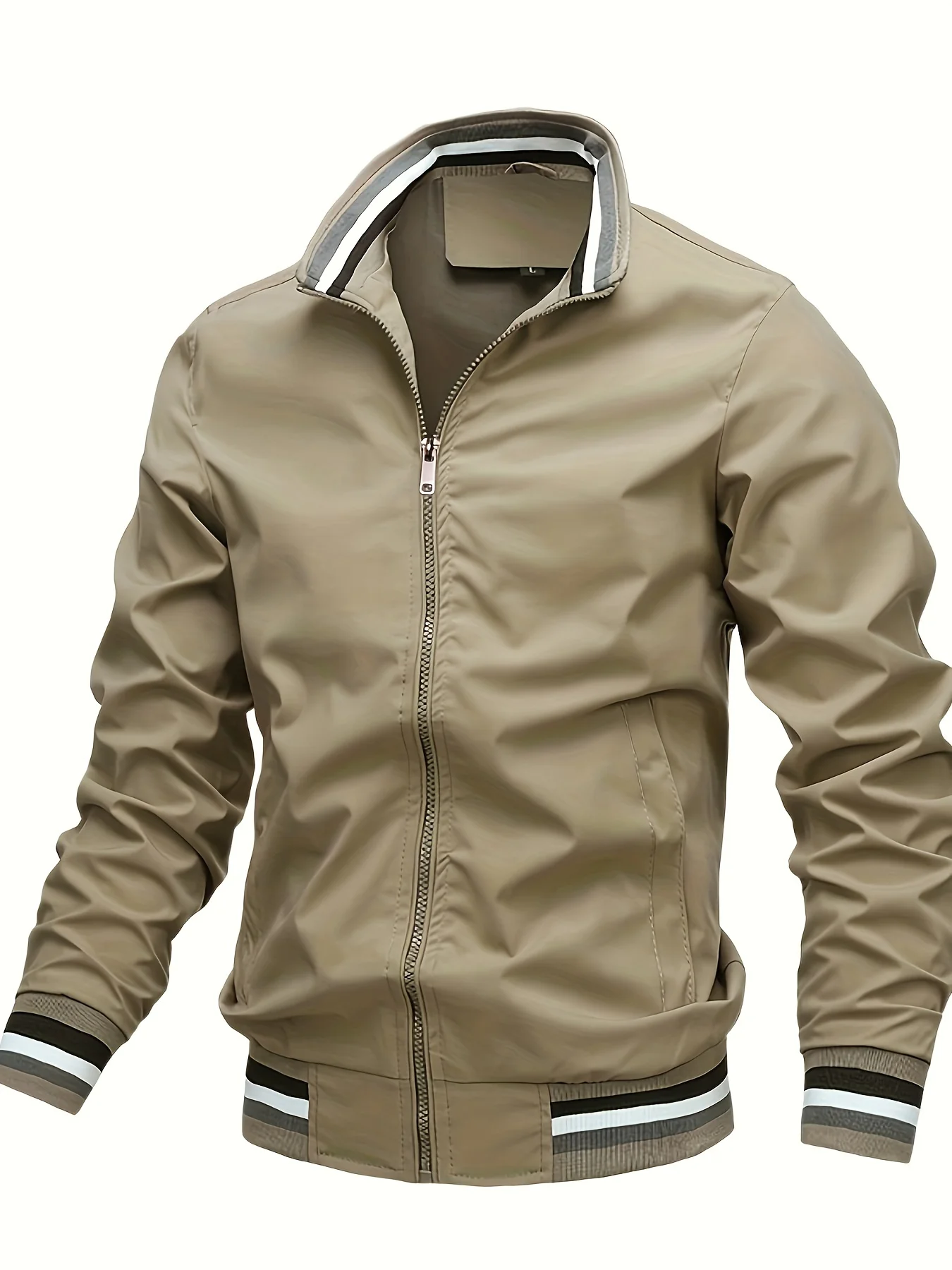

2025 new casual jacket for men spring and summer sports solid color men jacket striped fashionable breathable Safari Jackets