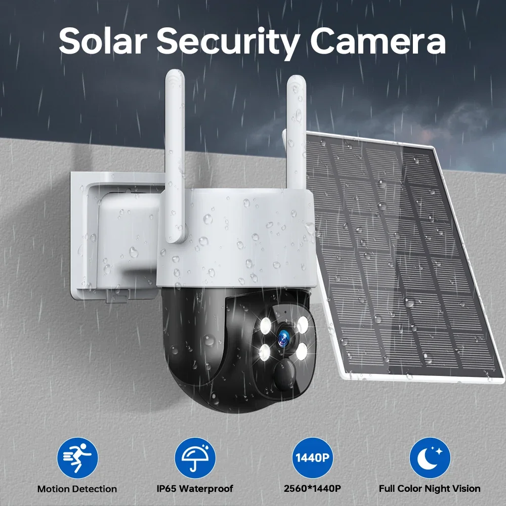 

4MP 2.4G/5GWIFI Solar Camera PIR Human Detection Color Night Vision Two-Way Voice IP65 Waterproof IP Camera Built-in Battery
