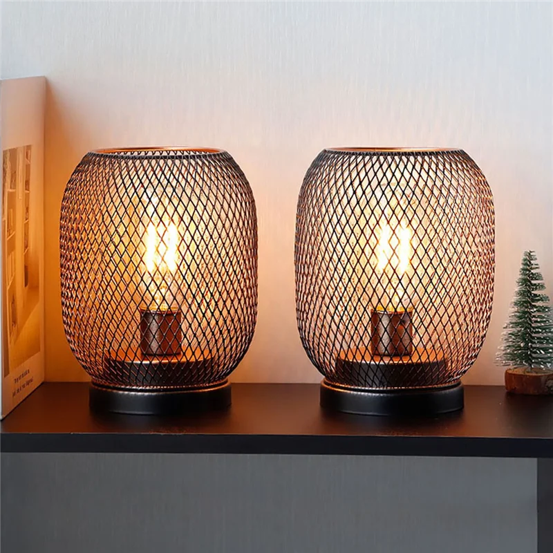 โคมไฟตั้งโต๊ะทรงกลมแบบกรงโลหะ AT19-2 ชิ้น ใช้หลอดไฟ LED ใช้พลังงานจากแบตเตอรี่ ไม่ต้องใช้สายไฟ เหมาะสำหรับงานแต่งงาน งานปาร์ตี้ ตกแต่งบ้าน ใช้แทนเทียน