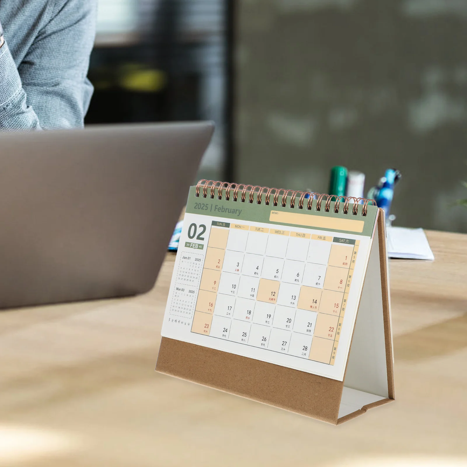 Calendario de escritorio, Bloc de notas, calendario en espiral de pie para oficina, hogar, escritorio, organizador de mes, planificador de año académico, hora del hogar