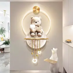 2024 Love Bear porch decoration painting Moon bright door to the wall luminous wall decoration cream wind high-grade light