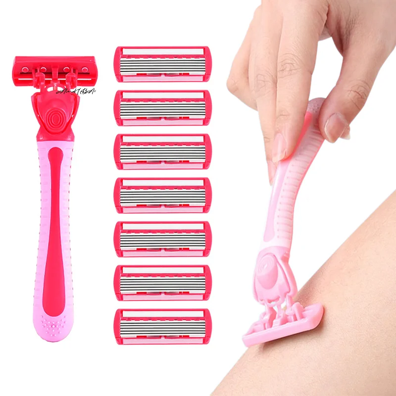 

Women Manual Safety Razor 6-Layer Stainless Steel Hair Removal Shaving Blades Replaceable Shaver Head