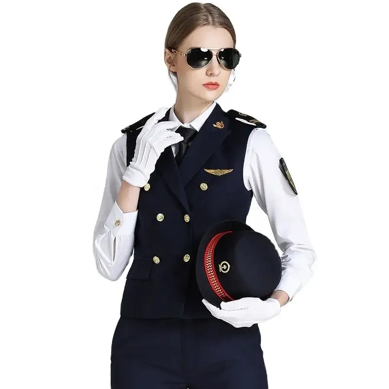 Chinese Luxury Bus High-Speed Railway Office Vest Formal Double Breasted Vest Business Ladies Waistcoat Blouse Pants Suit Women