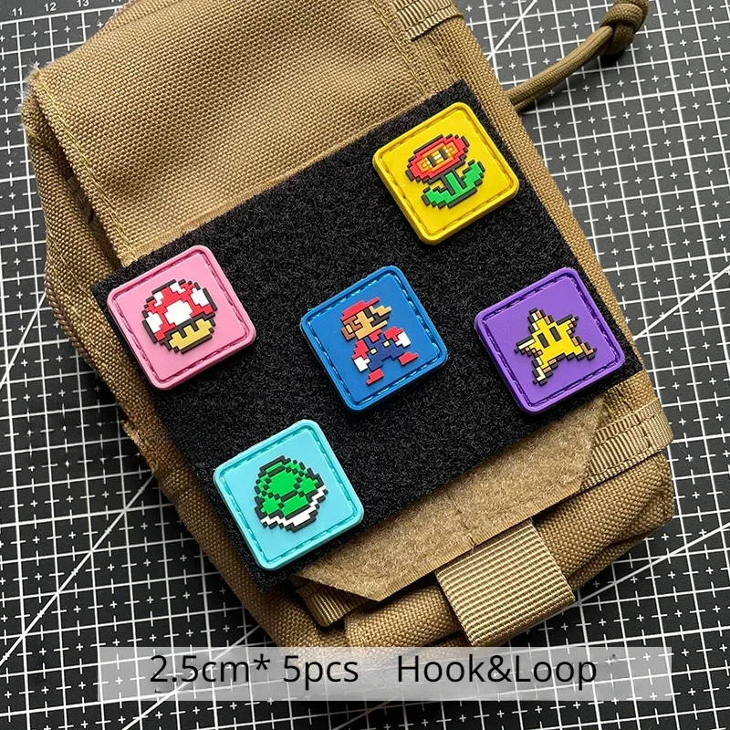PVC Mini naszywka taktyczna cyfrowa odznaka morale Cartoon Pixel opaska na ramię dekoracja plecaka haczyk i pętelka kask DIY naszywki na odzież