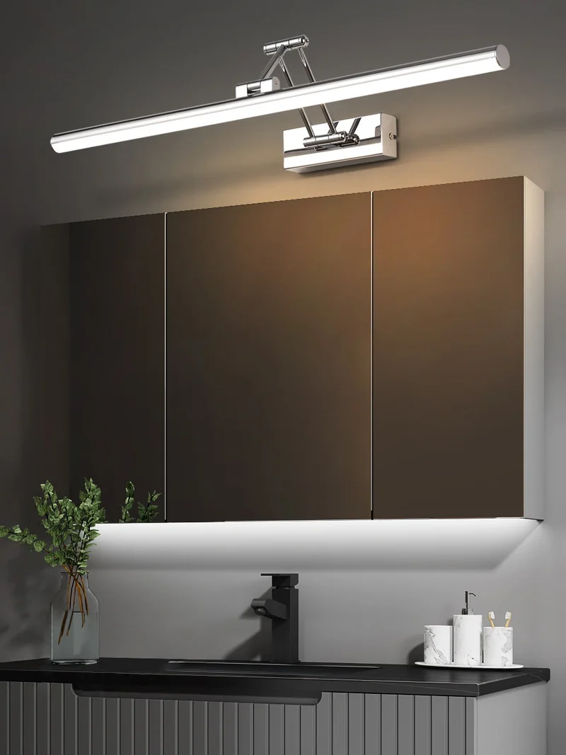 สูง CRI SMD LED กระจกห้องน้ําด้านหน้า Retractable พับตู้ Wall Sconce โคมไฟเต็มสเปกตรัมห้องนอนโรงแรม