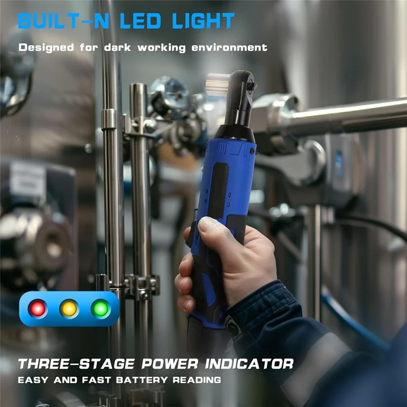 

BYBS-Cordless Electric Ratchet Wrench Set, 3/8In 12V Power Ratchet Driver, Lithium- Batteries, Sockets And Charger US Plug