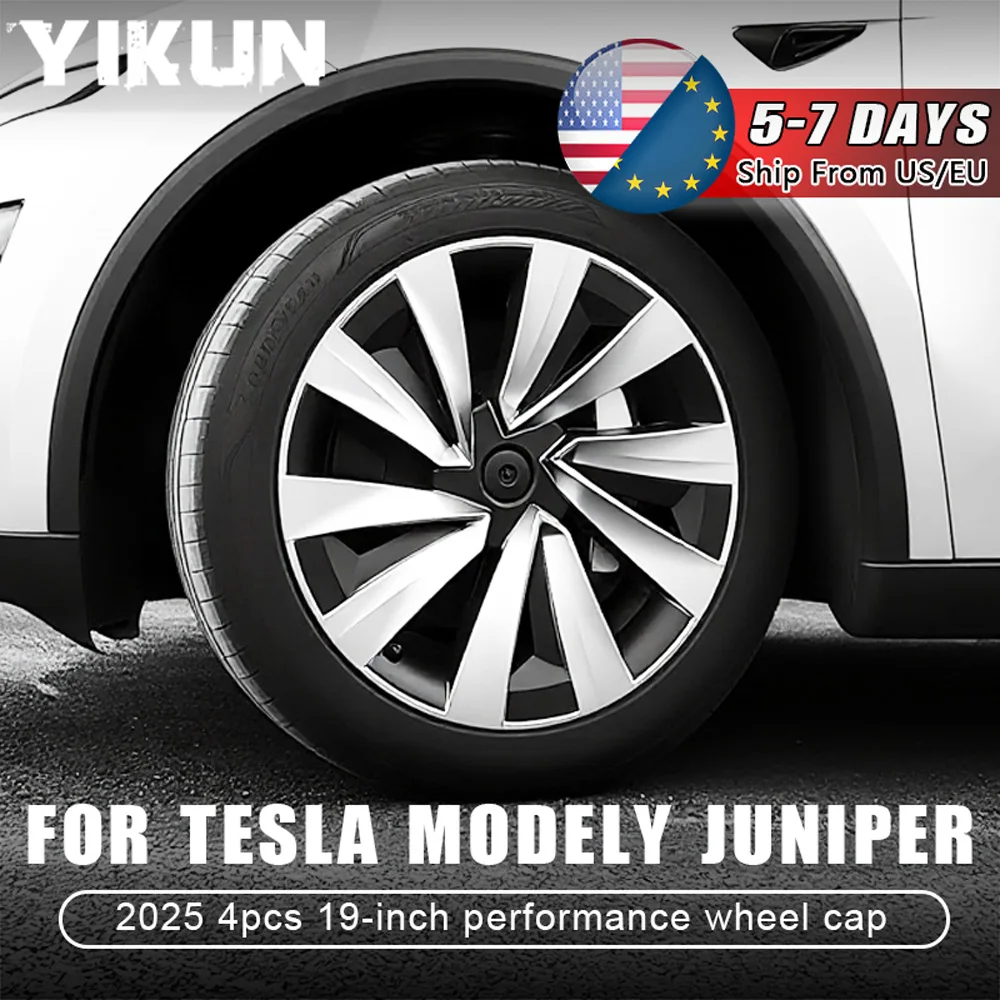 

YIKUN 4PCS Hubcaps 19 Inch for Tesla Model Y Juniper 2025 Performance Replacement Wheel Cover MY Crossflow Full Rim Accessories