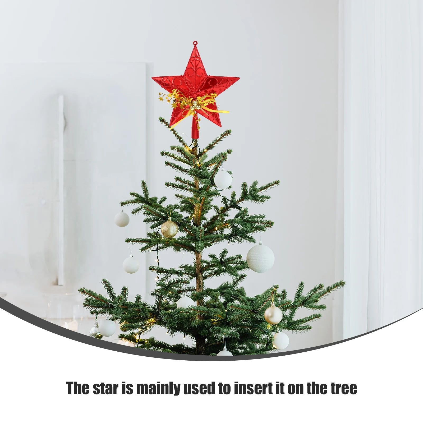 

20Cm Sparkling Christmas Tree Star Topper Festive Glitter Decor Ornament Ideal for Home Wedding Party Hotel Office Xmas Display