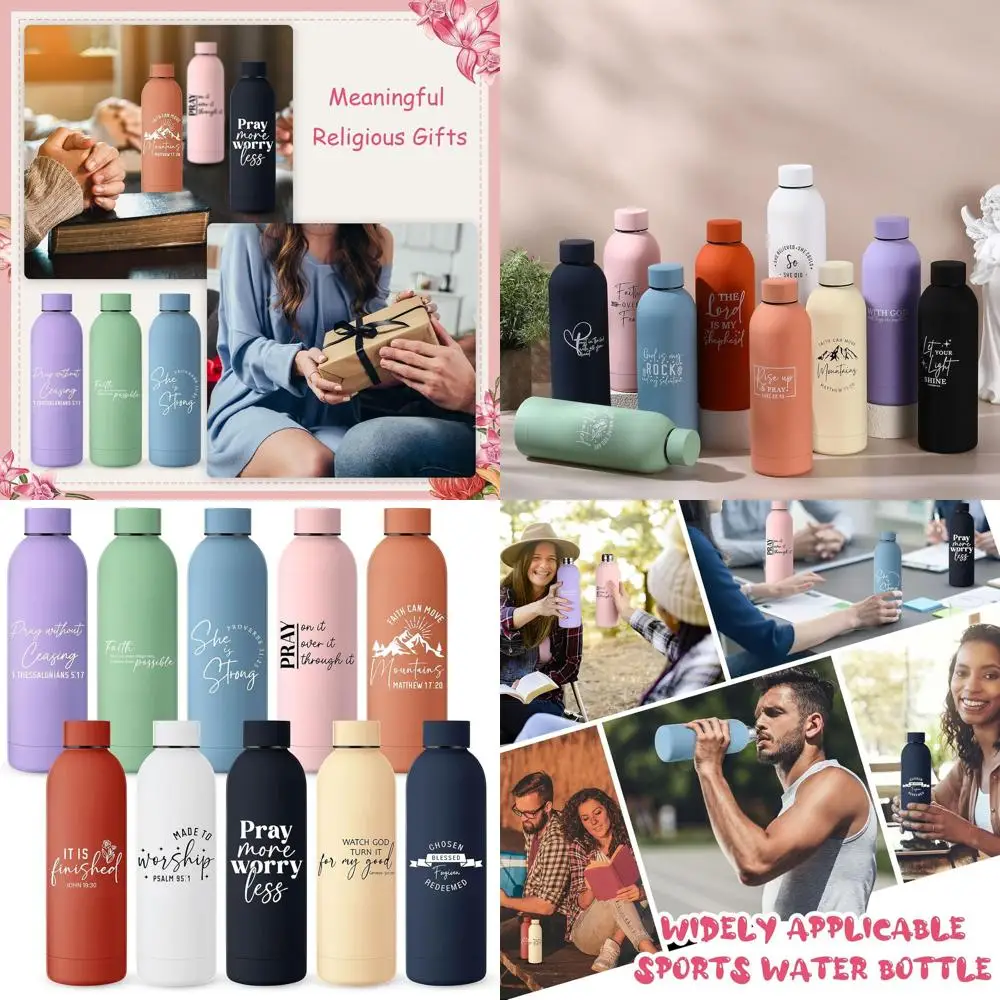 

17oz Stainless Steel Christian Water Bottles - Multicolor Bible Verse Tumblers for Women, Perfect Religious Gifts for Easter and