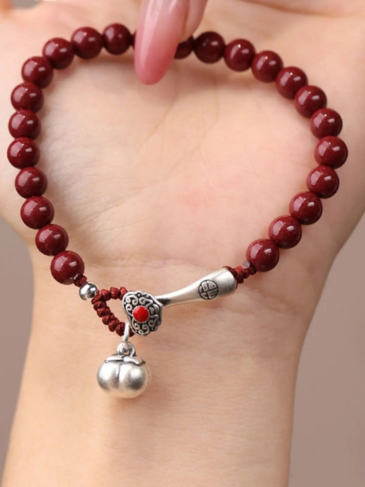 

Vermilion persimmon Ruyi bracelet retro national style minority year of the amulet bracelet to send girlfriends girlfriend gift